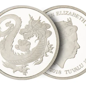 1 oz Rhodium Tuvalu South Sea Dragon Coin