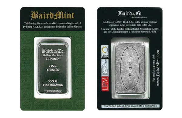 1oz Rhodium Bars Baird&Co