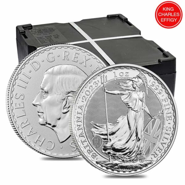 2023 1 oz British Silver Britannia Monster Box (BU 500 Coins King Charles)