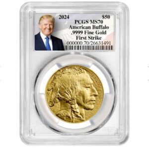 PCGS MS-70 First Strike 2024 1 oz American Gold Buffalo Coin - Exclusive Trump Constitution Label